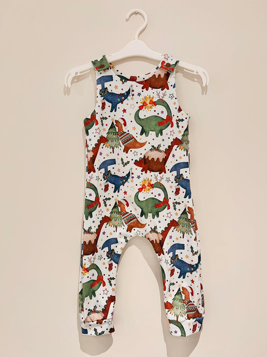 Christmas dinosaur Print romper