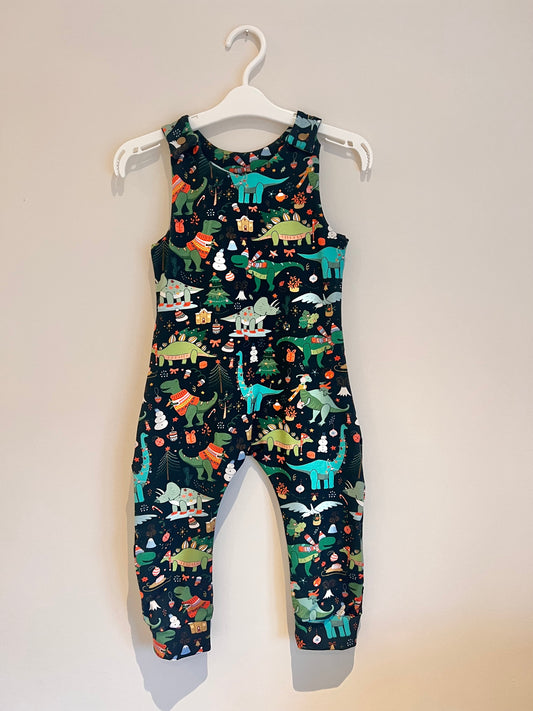 Christmas Dino Print Romper